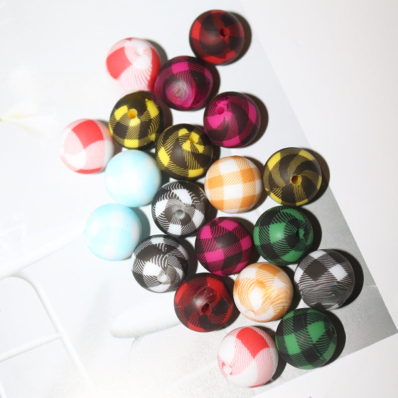 Wholesale 10PCS 15mm Watermark Silicone Color Lattice Beads
